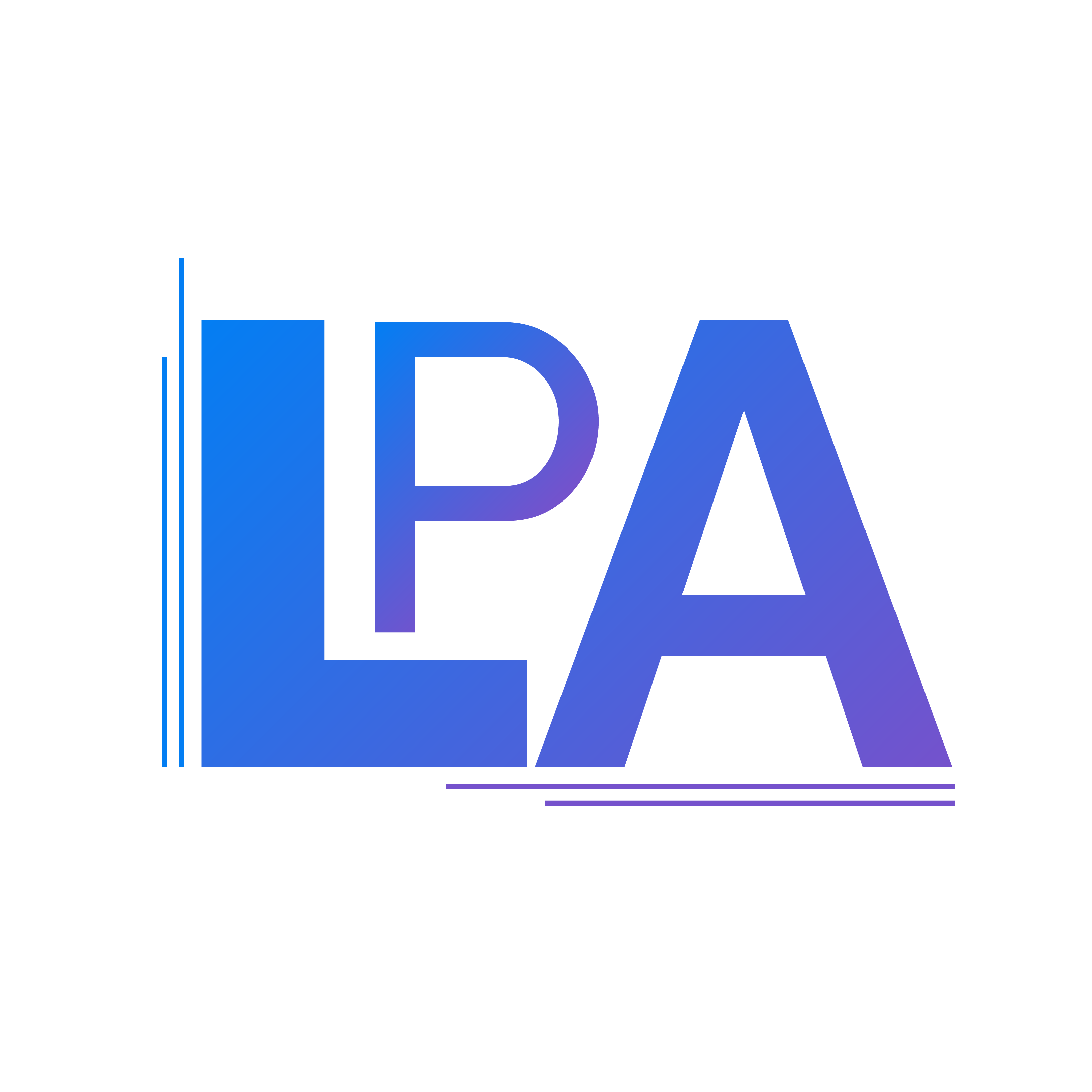 Logo do liderança pelo amanhã abreviada como LPA em azul e roxo